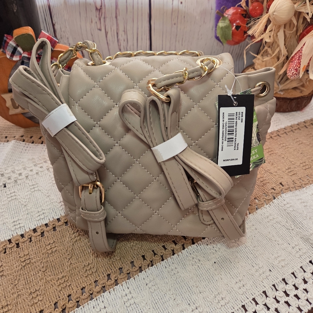 Badgley Mischka Drawstring Small Backpack NWT - image 3